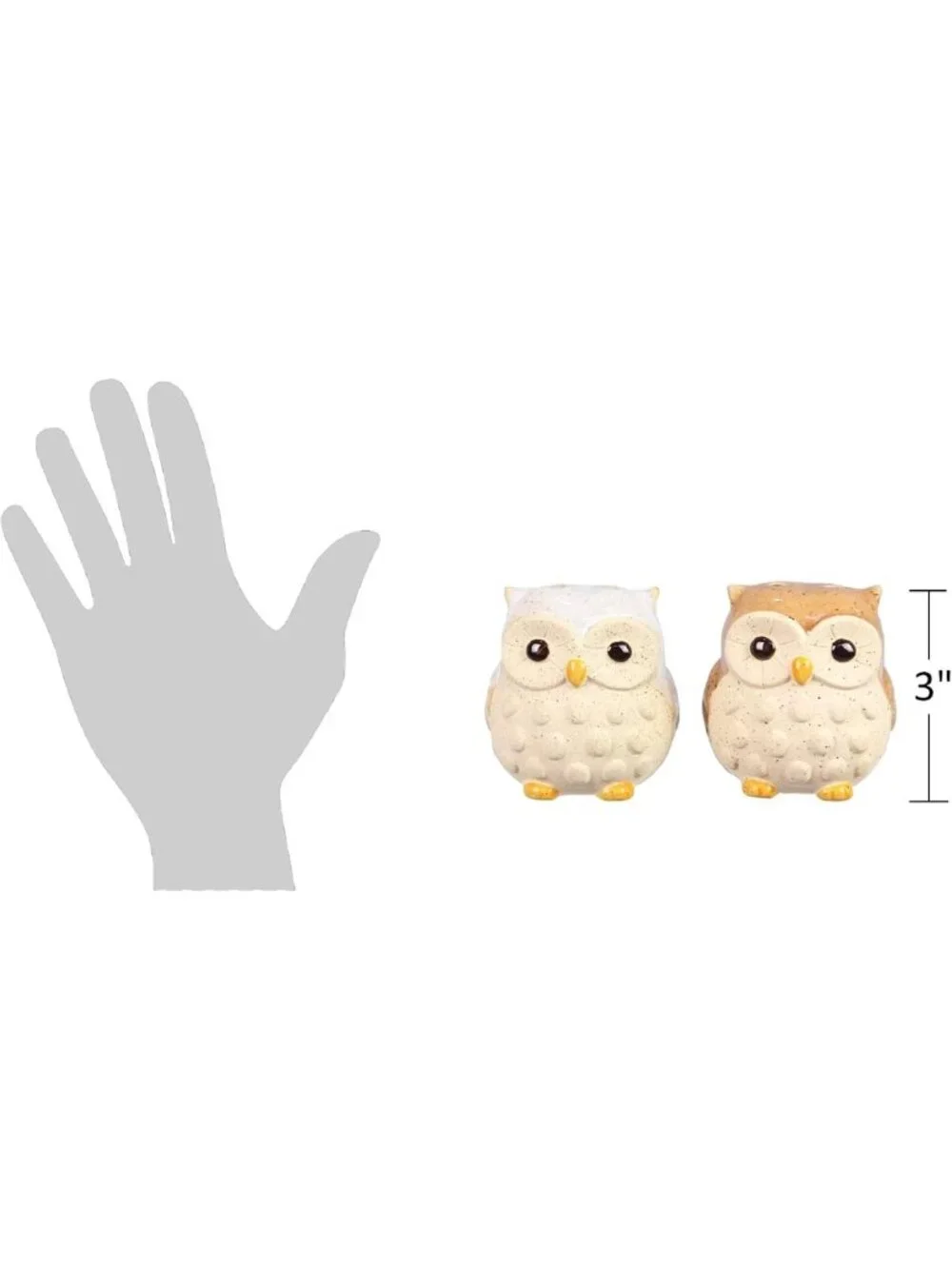 Hand-Painted Stoneware Owl Salt & Pepper Shakers | Brown & White Kitchen Decor
